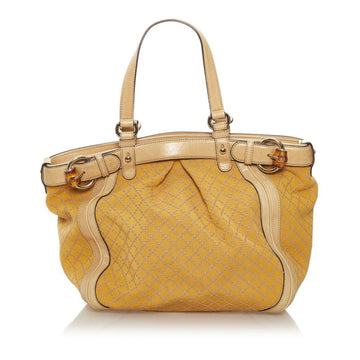 Gucci Diamante Bamboo Handbag 282312 Yellow Canvas Leather Ladies GUCCI
