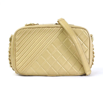 CHANEL Diagonal Shoulder Bag Matelasse Leather/Metal Gold Women's