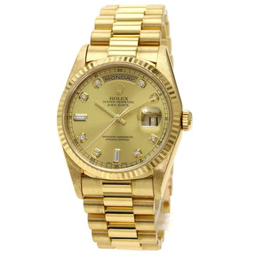 Rolex 18238A Day Date 10P Diamond Watch K18 Yellow Gold / K18YG Men's ROLEX