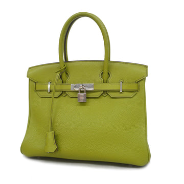 Hermes handbag Birkin 30 M engraved Togo anise green silver metal