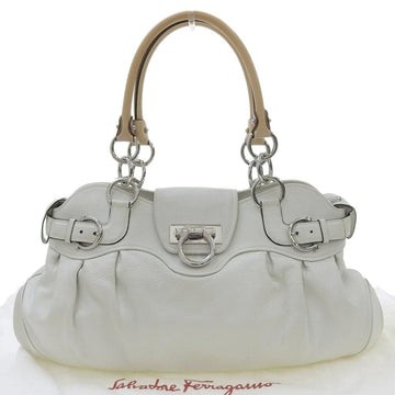 Salvatore Ferragamo Gancini handbag leather ivory AB 218402