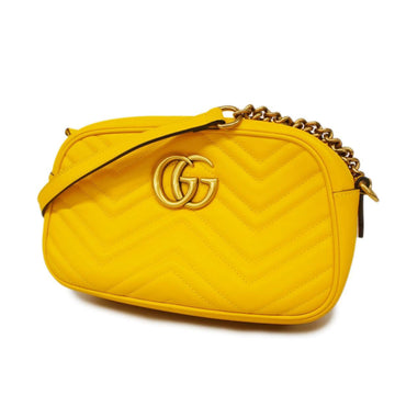 GUCCI Shoulder Bag GG Marmont 447632 Leather Yellow Ladies