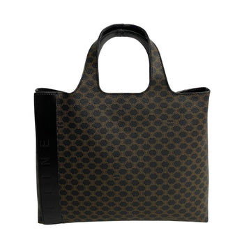 CELINE Macadam Blason Pattern Leather Handbag Tote Bag Black Brown 3mnj1459-5