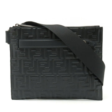 FENDI FF embossed shoulder bag leather black 7V37