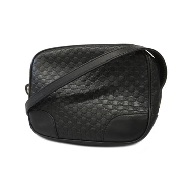 GUCCIAuth  Microssima 449413 Women's Leather Shoulder Bag Black