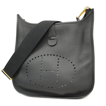 Hermes Evelyne Evelyn 3 Y Stamp Women's Taurillon Clemence Leather Shoulder Bag Black