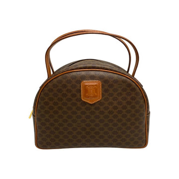 CELINE Vintage Macadam Blason Triomphe Leather Handbag Boston Bag Tote Brown