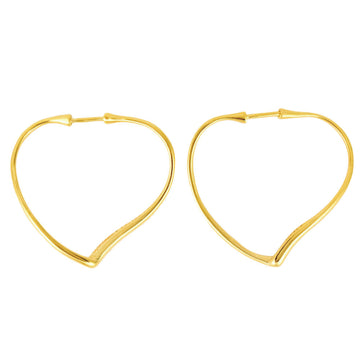 TIFFANY&Co Open Heart Hoop Earrings Small K18YG Elsa Peretti