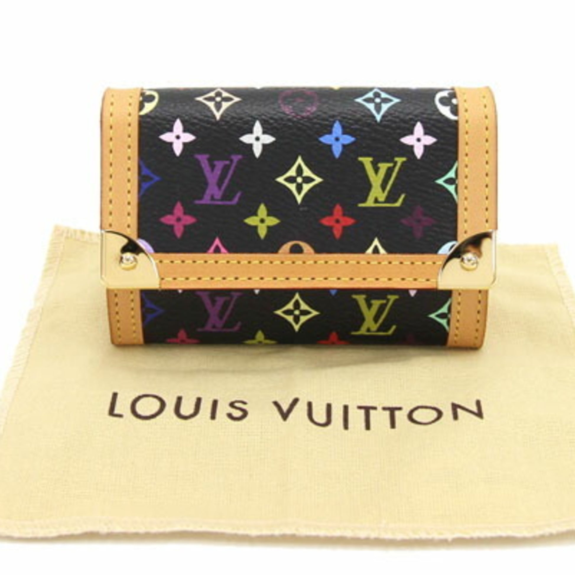 Louis Vuitton Monogram Multicolor Portomone Pla Noir Black M92656 Coin Case Purse  Wallet
