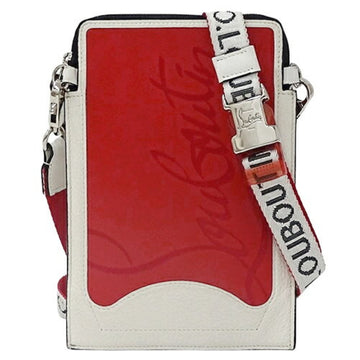 CHRISTIAN LOUBOUTIN Bag Men's Shoulder Pouch Smartphone Leather LOUBILAB White Red 1205146 Micro