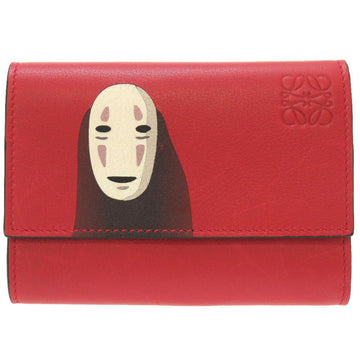 LOEWE Studio Ghibli Collaboration C643Z40X19 Spirited Away Kaonashi Small Vertical Leather Red 3 Fold Wallet