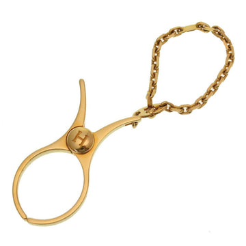 HERMES Glove Holder Fille Metal Gold Keychain