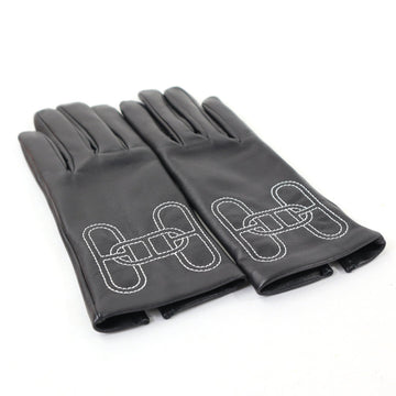 HERMES Gloves Shane Dunkle Lambskin Black Women's