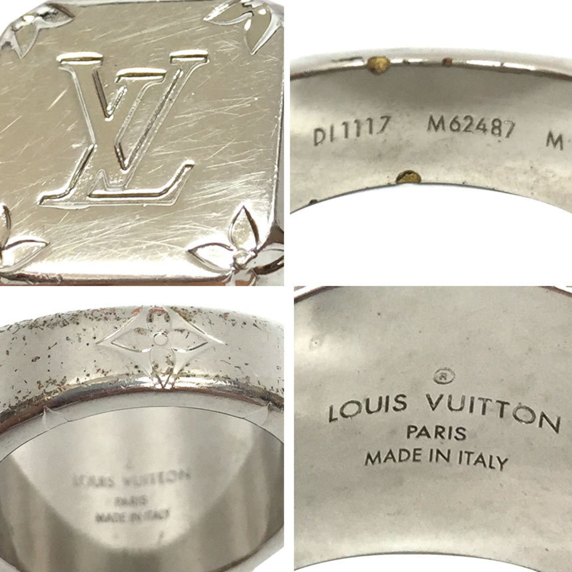 Louis Vuitton Signet Ring Monogram M62488 Silver-tone Metal #L US