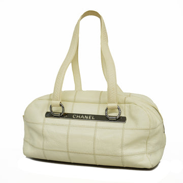 Chanel Handbag Women's Leather Ivory