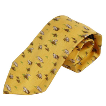 HERMES Tie Silk Twill Mole 100% Men's Yellow