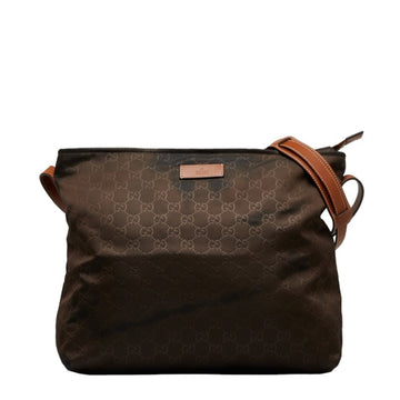 GUCCI GG Nylon Shoulder Bag 308840 Brown Leather Women's