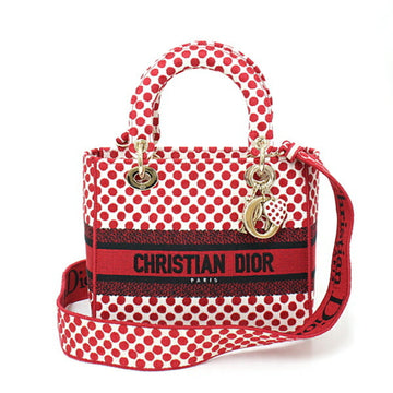 Christian Dior DIOR Dior Amour Lady D-Lite Dee Light Mini Medium Bag Red x Polka Dot Canvas M0565OBBE_933U Handbag Shoulder