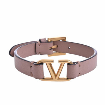 VALENTINO Leather V Logo Bracelet WW2J0C44ZXL Beige Ladies