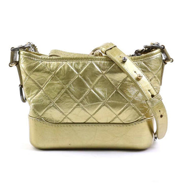 CHANEL Shoulder Bag Gabrielle Leather/Metal Gold/Silver Ladies