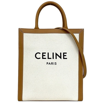 Celine 2way Bag Vertical Ivory Brown 19208 2BNZ 02NT Canvas Leather CELINE Tote Print Handbag