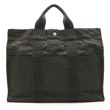 Hermes Yale Line Tote MM Bag Handbag Canvas Gray Black