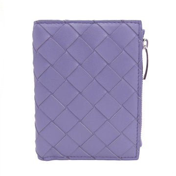 BOTTEGA VENETA Intrecciato Zipper Wallet Women's Leather Wallet [bi-fold] Light Purple