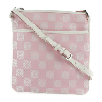 LOEWE shoulder bag canvas leather pink white diagonal hanging