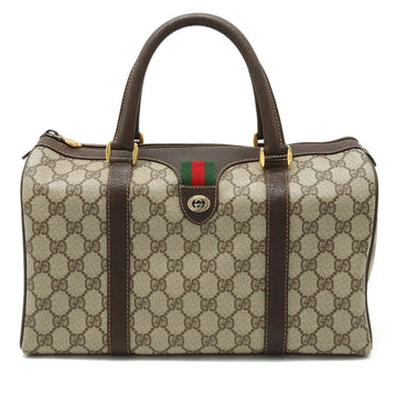GUCCI Old GG Plus Sherry Line Handbag Boston Bag PVC Leather Beige Mocha Brown 40.02.007