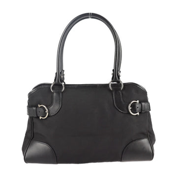 SALVATORE FERRAGAMO Gancini shoulder bag 21 4911 canvas leather black silver hardware handbag
