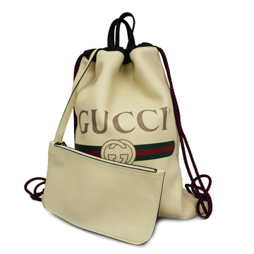 GUCCIAuth  Drawstring 516639 Men,Women,Unisex Leather Backpack,Tote Bag Ivory