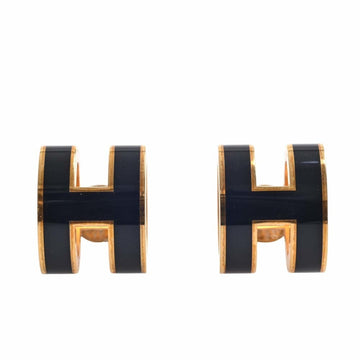 HERMES Pop Ash Earrings Gold/Black Women's
