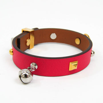 Hermes Mini Dog Mix Metal,Swift Leather Wrap Bracelet Gold,Pink,Silver