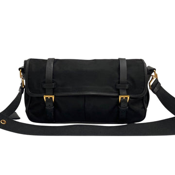 PRADA Triangle Logo Metal Fittings Nylon Leather Genuine Mini Shoulder Bag Pochette Sacoche Black