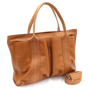 Hermes Tote Bag Caravan Horizontal MM Brown Voderma K Construction Women's Handbag Shoulder Stitching Leather HERMES