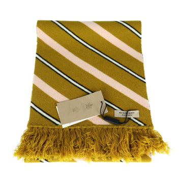 BURBERRY scarf 407535 wool cashmere mustard pink white stripe