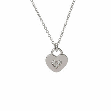 TIFFANY&Co.  Heart Lock Necklace 3P Diamond Women's K18 White Gold
