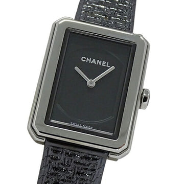 Chanel Watch Ladies Boyfriend Quartz Stainless SS H5317 Tweed Polished