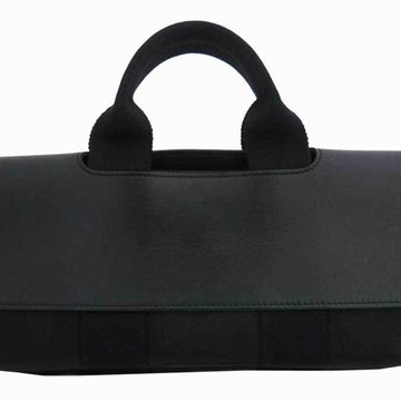 Hermes Bag Valparaiso Black x Cotton Leather Handbag with Pouch Women's