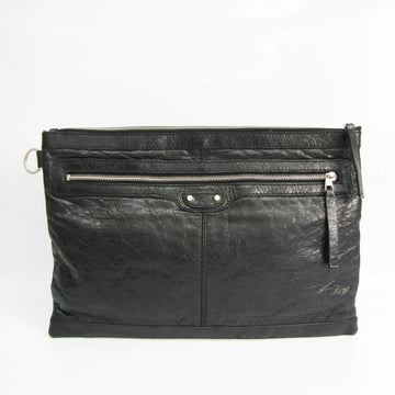 Balenciaga Classic CLASSIC CLIP L ARENA 273023 Unisex Leather Clutch Bag Black