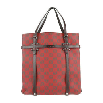 LOEWE tote bag PVC leather red dark brown silver metal fittings anagram handbag shoulder