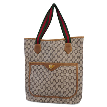 GUCCIAuth  Sherry Line 39 02 003 Women's GG Plus,Leather Tote Bag Beige