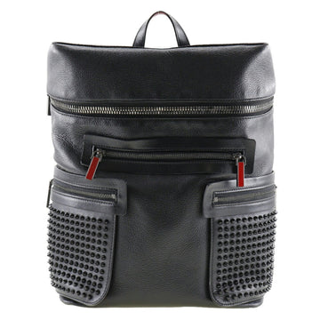 CHRISTIAN LOUBOUTIN Spike Studs Backpack/Daypack Apolbi 1165002 Calf Made in Italy Black Shoulder Handbag 2way A4 Double Zipper studs Men's
