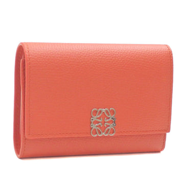 LOEWE Tri-Fold Wallet Anagram Vertical Women's Orange Leather C821S33X01