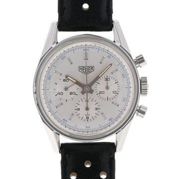 TAG HEUER Carrera Chrono Reprint RE-EDITION CS3110 Men's SS Leather Watch Manual Winding Silver Dial
