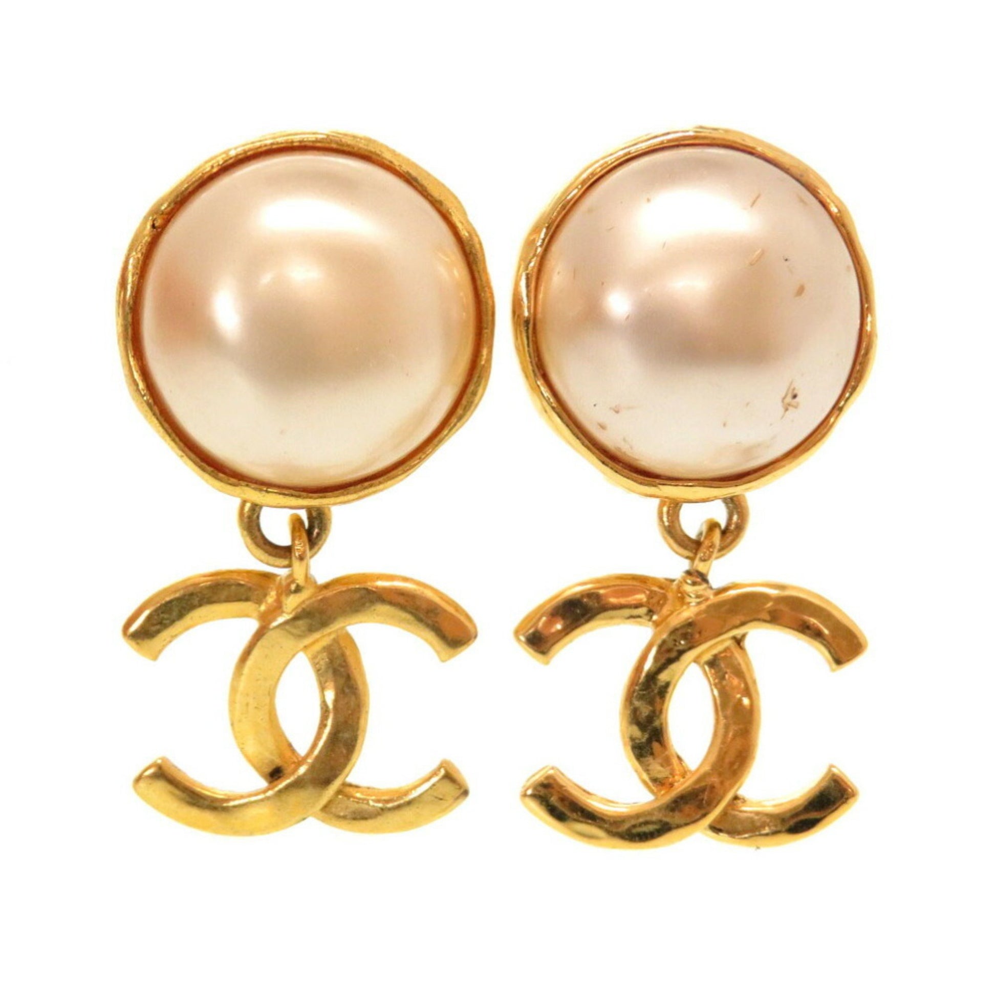 Chanel Vintage 93A Coco Mark Fake Pearl Earrings Accessories