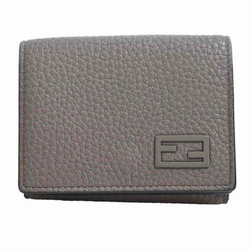 Fendi Leather Trifold Wallet Greige/Yellow