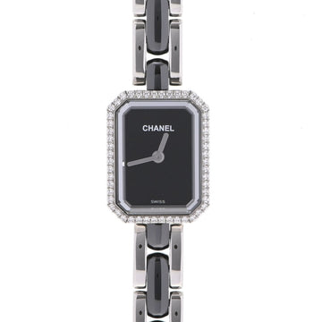 Chanel Premiere Bezel Diamond H2163 Ladies SS Black Ceramic Watch Quartz Dial