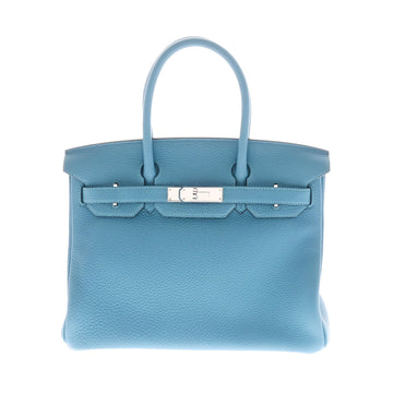 HERMES Birkin 30 Turquoise Palladium Metal Fittings R Engraved [around 2014] Ladies' Taurillon Clemence Handbag