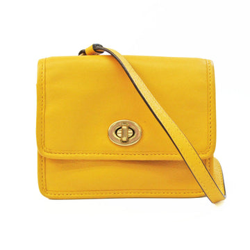 COACH Mini Women's Leather Shoulder Bag Yellow